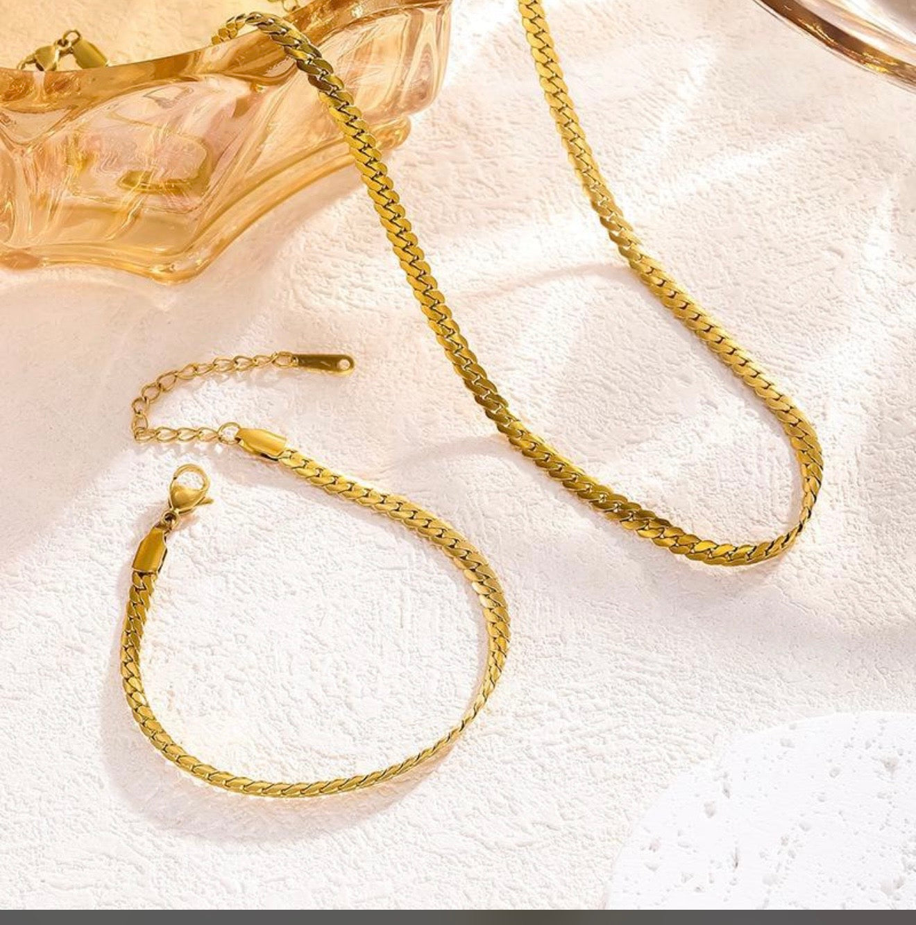 Luxury Gold Stainless Steel Necklace & Bracelet Set ✨